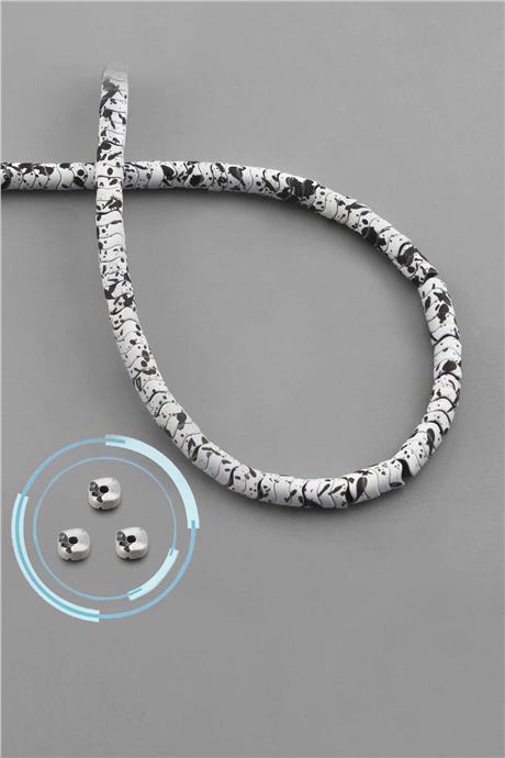 Hematit Taşı Dalgalı Rondela Kesim Beyaz 4x2mm Doğal Taş Dizi
