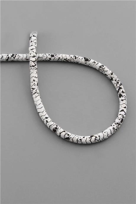 Hematit Taşı Dalgalı Rondela Kesim Beyaz 4x2mm Doğal Taş Dizi