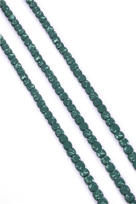 Hematit Taşı Yassı Kare Kanallı Kesim Mat Yeşil 6x6mm Doğal Taş Dizi