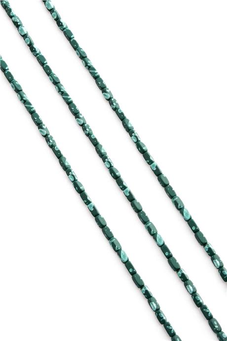 Hematite Natural Stone Matte Mottled Khaki Green Rectangular Cut 2x4mm String Of Beads