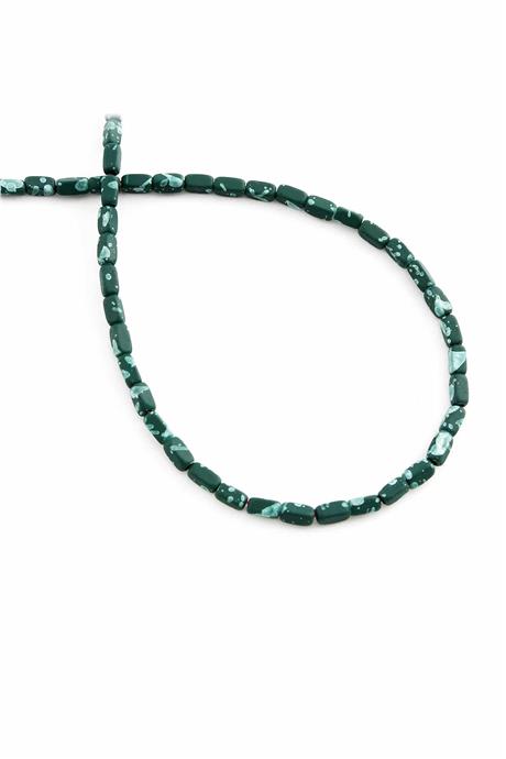 Hematite Natural Stone Matte Mottled Khaki Green Rectangular Cut 2x4mm String Of Beads