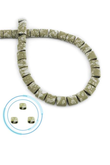 Hematite Natural Stone Matte Mottled Brown Square Cut Double Hole 6x6mm String Of Beads