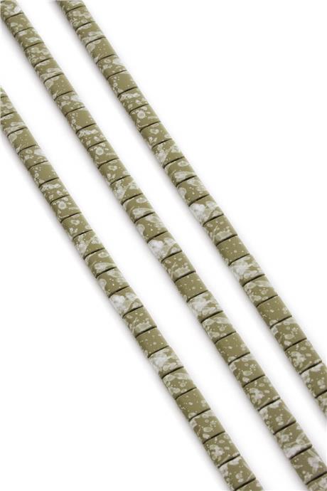 Hematite Natural Stone Matte Mottled Brown Square Cut Double Hole 6x6mm String Of Beads