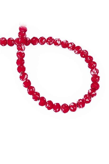 Hematite Natural Stone Matte Mottled Red Globe Facet Cut 6mm String Of Beads
