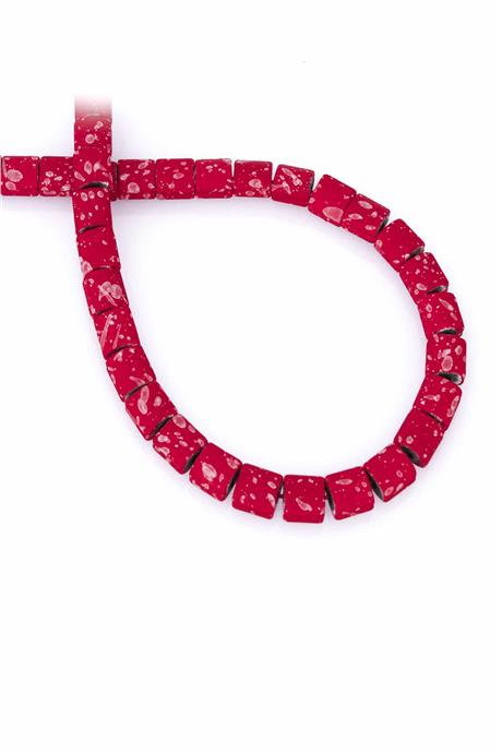 Hematite Natural Stone Matte Mottled Red Square Cut 7x7mm String Of Beads