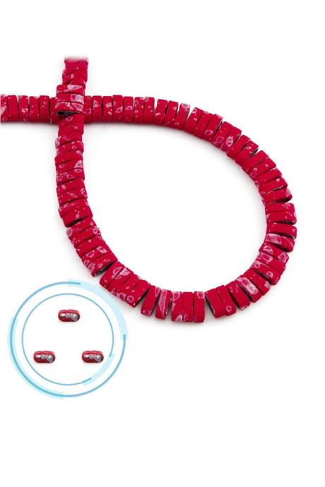 Hematite Natural Stone Matte Mottled Red Double Hole 6x2mm String Of Beads