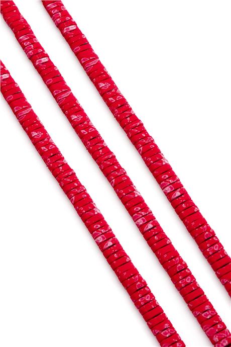 Hematite Natural Stone Matte Mottled Red Double Hole 6x2mm String Of Beads