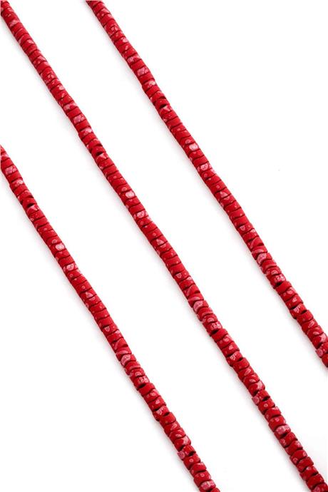 Hematit Taşı Dalgalı Rondela Kesim Mat Kırmızı 4x2mm Doğal Taş Dizi