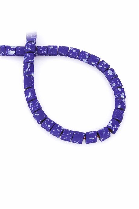 Hematite Natural Stone Matte Mottled Dark Blue Square Cut 7x7mm String Of Beads