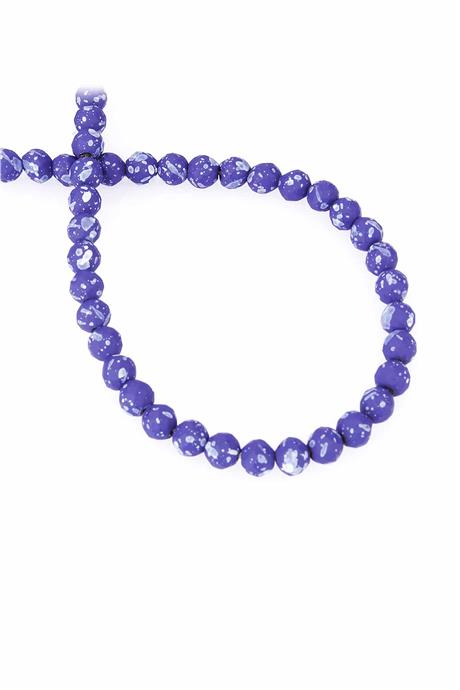 Hematite Natural Stone Matte Mottled Dark Blue Globe Facet Cut 6mm String Of Beads