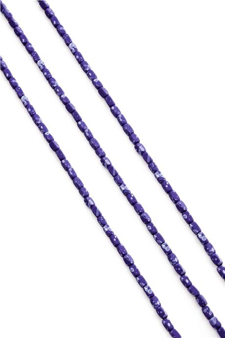 Hematite Natural Stone Matte Mottled Dark Blue Rectangular Cut 2x4mm String Of Beads