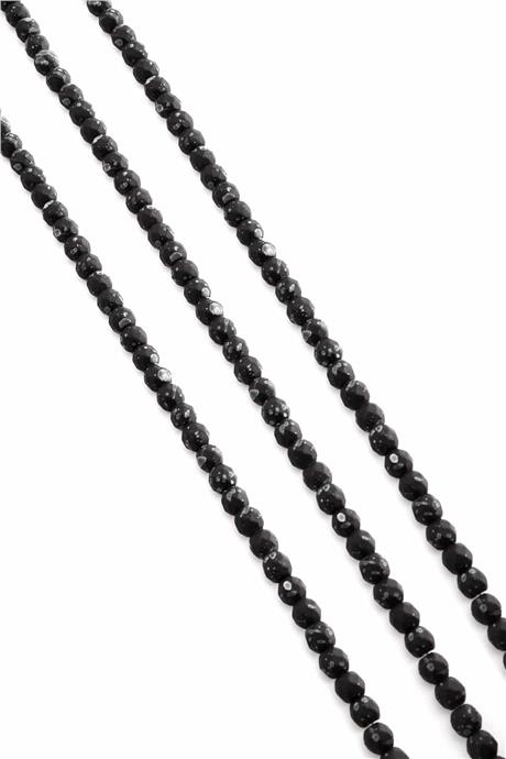 Hematit Taşı Faset Küre Kesim Mat Siyah 4mm Doğal Taş Dizi