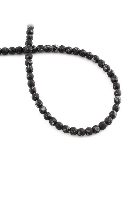 Hematit Taşı Faset Küre Kesim Mat Siyah 4mm Doğal Taş Dizi