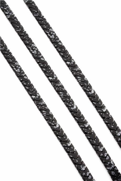 Hematite Natural Stone Matte Mottled Black 6x3mm String Of Beads