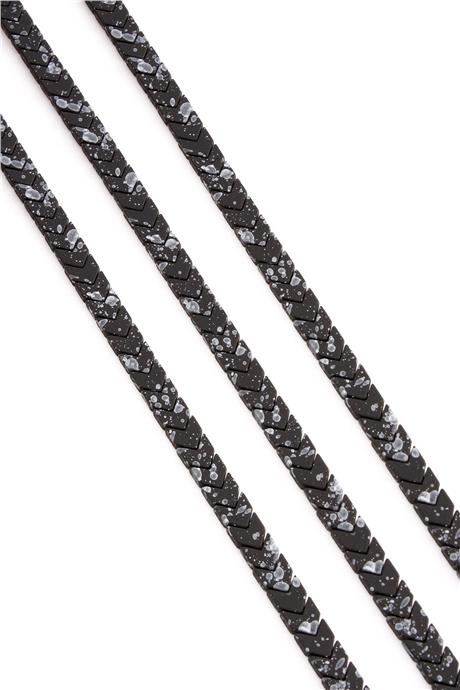Hematite Natural Stone Matte Mottled Black Sergeant Cut 6x3mm String Of Beads