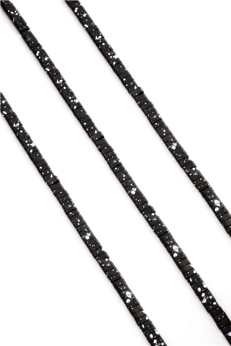 Hematit Taşı Yassı Dikdörtgen Kesim Mat Siyah 4x2mm Doğal Taş Dizi