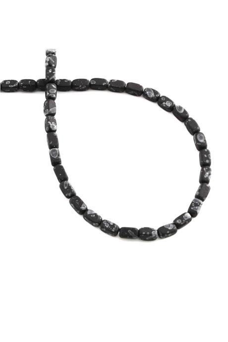 Hematite Natural Stone Matte Mottled Black Rectangular Cut 3x5mm String Of Beads