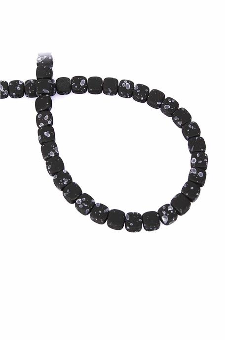 Hematit Taşı Yassı Kare Kanallı Kesim Mat Siyah 6x6mm Doğal Taş Dizi