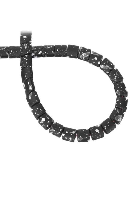 Hematit Taşı Bombeli Kare Kanallı Kesim Mat Siyah 7x7mm Doğal Taş Dizi