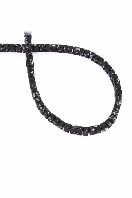 Hematite Natural Stone Matte Mottled Black Cube Cut 4x4mm String Of Beads