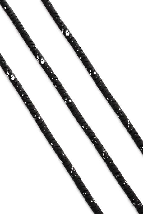 Hematite Natural Stone Matte Mottled Black Washer Cut 4x2mm String Of Beads