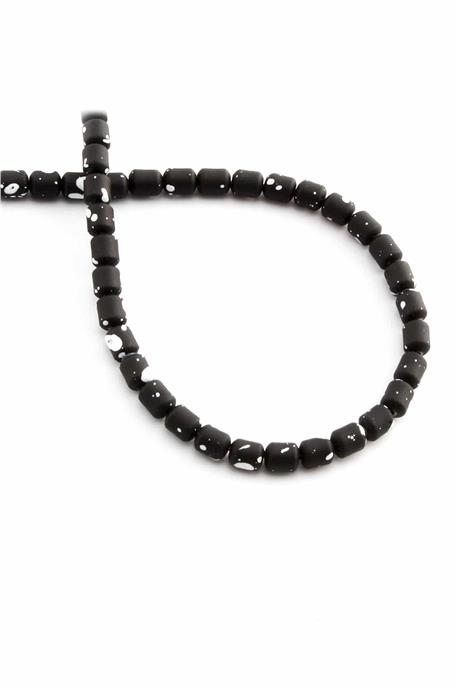 Hematite Natural Stone Matte Mottled Black Cylinder Cut 4x5mm String Of Beads