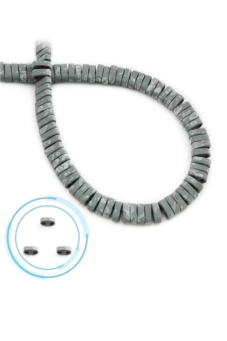 Hematite Natural Stone Matte Mottled Water Green Double Hole 6x2mm String Of Beads