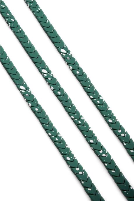 Hematite Natural Stone Matte Mottled Green Sergeant Cut 6x3mm String Of Beads