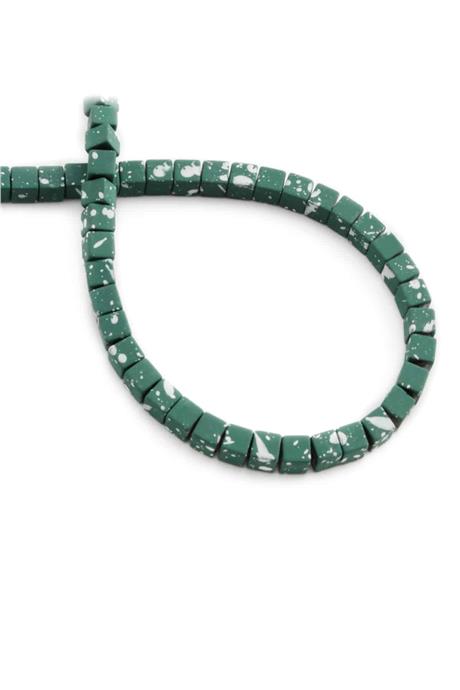 Hematite Natural Stone Matte Mottled Green Cube Cut 4x4mm String Of Beads