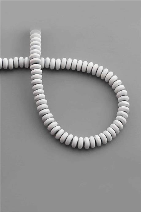 Hematite Natural Stone Matte White Washer Cut 6x2mm String Of Beads