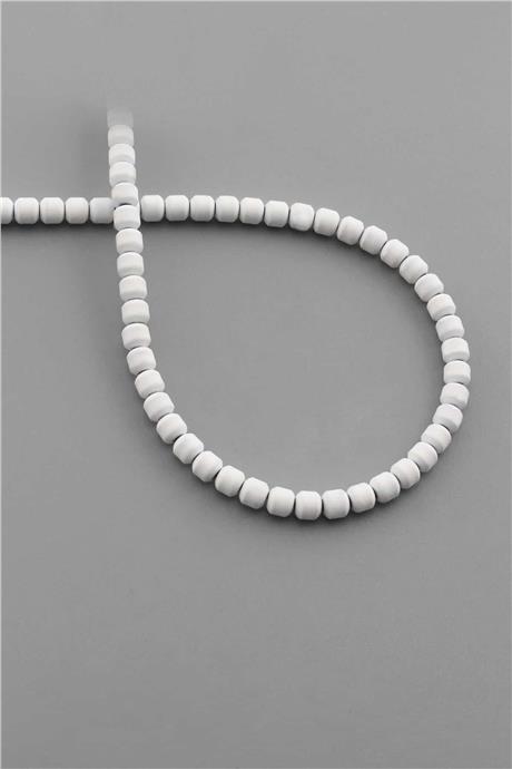 Hematite Natural Stone Matte White Cylinder Cut 4mm String Of Beads