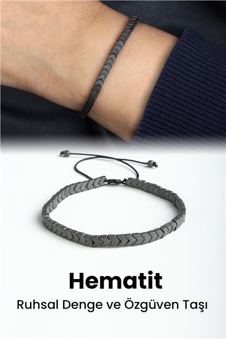 Hematit Doğal Taş Mat Gri Çavuş Kesim 4x2mm Makrome Bileklik