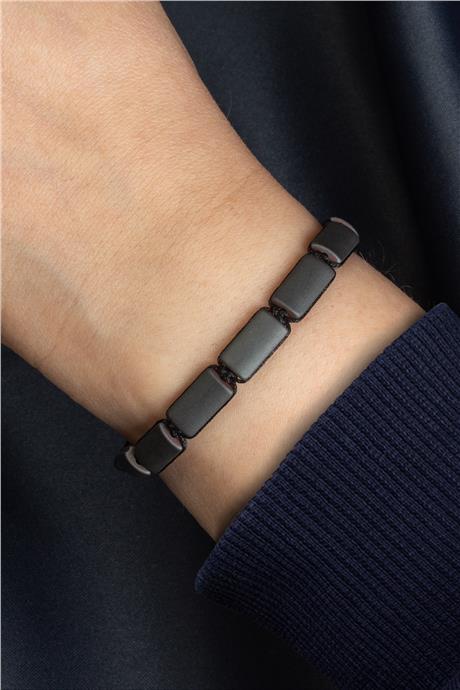 Hematit Doğal Taş Mat Gri Dikdörtgen Kesim 7x13mm Makrome Bileklik