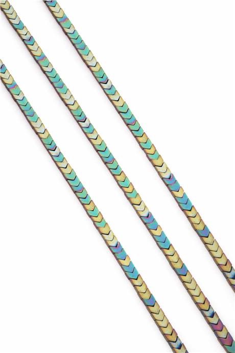 Hematite Natural Stone Matte Rainbow 4x2mm String Of Beads
