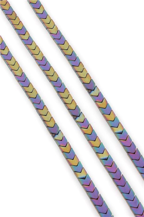 Hematite Natural Stone Matte Rainbow 6x3mm String Of Beads