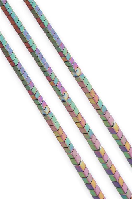 Hematite Natural Stone Matte Rainbow Sergeant Cut 6x3mm String Of Beads