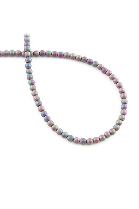 Hematite Natural Stone Matte Rainbow Globe Cut 3mm String Of Beads