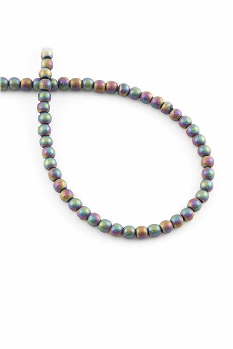 Hematit Taşı Küre Kesim Mat Gökkuşağı 4mm Doğal Taş Dizi