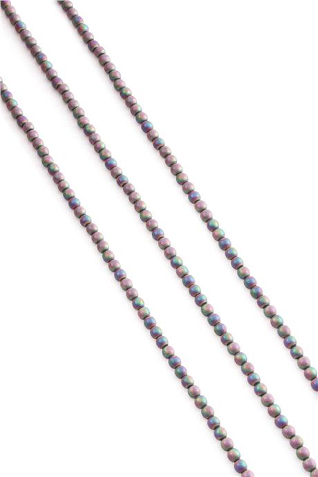 Hematite Natural Stone Matte Rainbow Globe Cut 3mm String Of Beads