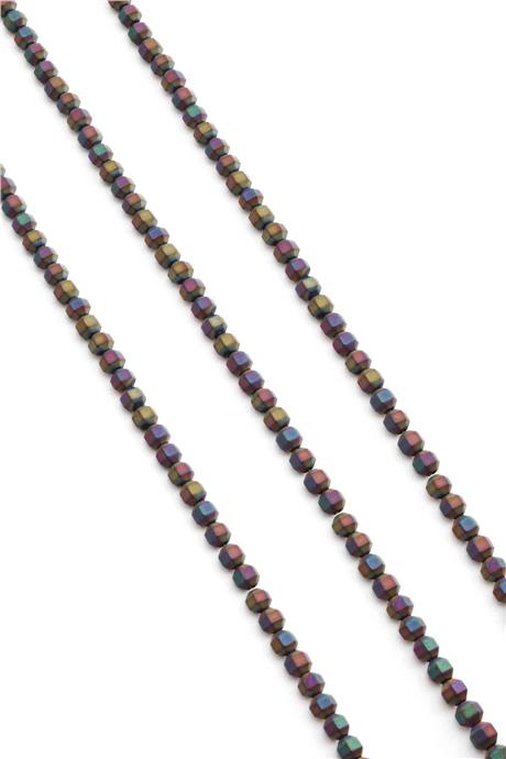 Hematit Taşı Özel Kesim Mat Gökkuşağı 4x4mm Doğal Taş Dizi