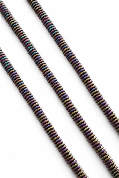Hematite Natural Stone Matte Rainbow Washer Cut 6x1mm String Of Beads