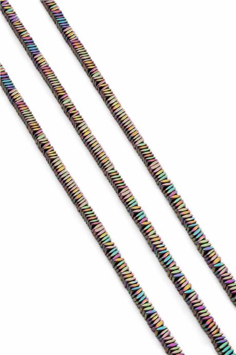 Hematite Natural Stone Matte Rainbow Washer Cut 4x1mm String Of Beads