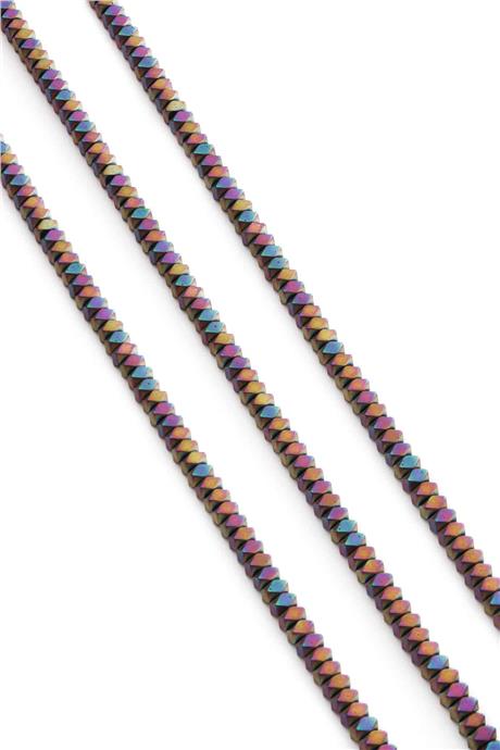 Hematite Natural Stone Matte Rainbow Washer Cut 4x2mm String Of Beads