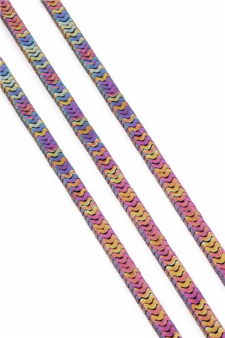 Hematit Taşı Yarasa Kesim Mat Gökkuşağı 7x1mm Doğal Taş Dizi