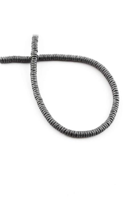 Hematit Taşı Dalgalı Rondela Kesim Mat Gri 4x1mm Doğal Taş Dizi