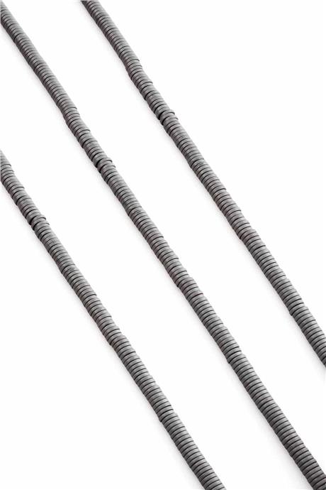 Hematit Taşı Rondela Kesim Mat Gri 4x1mm Doğal Taş Dizi