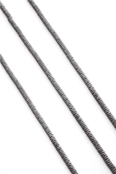 Hematit Taşı Dalgalı Rondela Kesim Mat Gri 4x1mm Doğal Taş Dizi