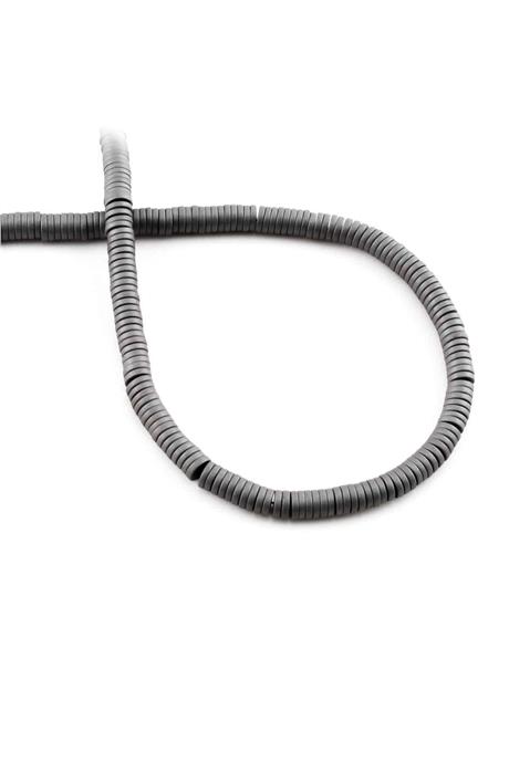 Hematit Taşı Rondela Kesim Mat Gri 4x1mm Doğal Taş Dizi