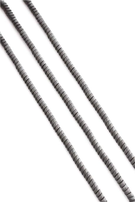 Hematite Natural Stone Matte Grey 4x2mm String Of Beads