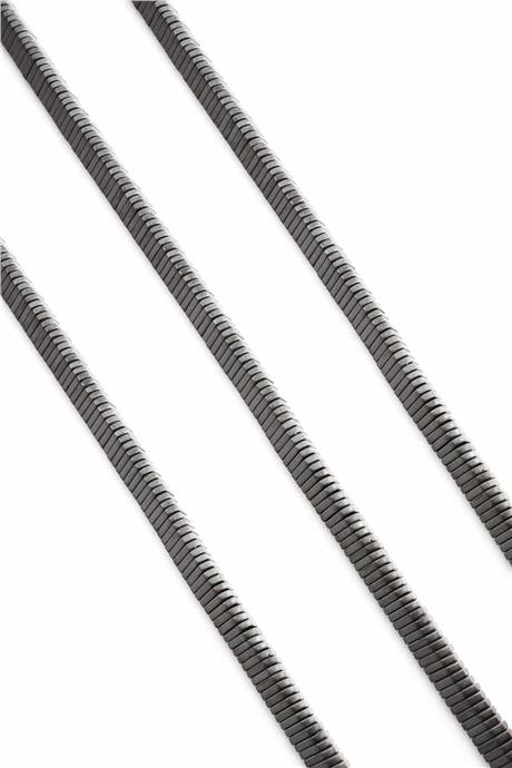 Hematite Natural Stone Matte Grey 6x1mm String Of Beads
